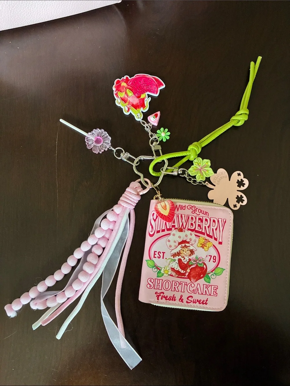 Strawberry Shortcake Pink Charm Wallet Keychain